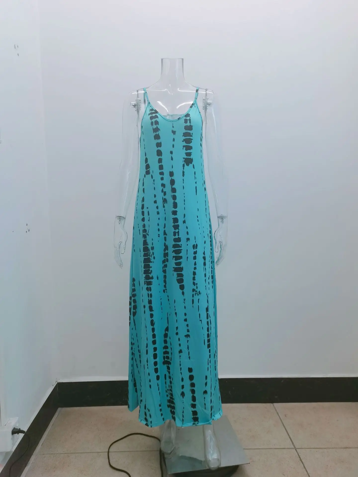 Casual Printed Maxi Spaghetti Strap Dresses For Women V-neck Backless A-line Long Dress Fashion Bohemian Style Beach Vestidos 9 undefined