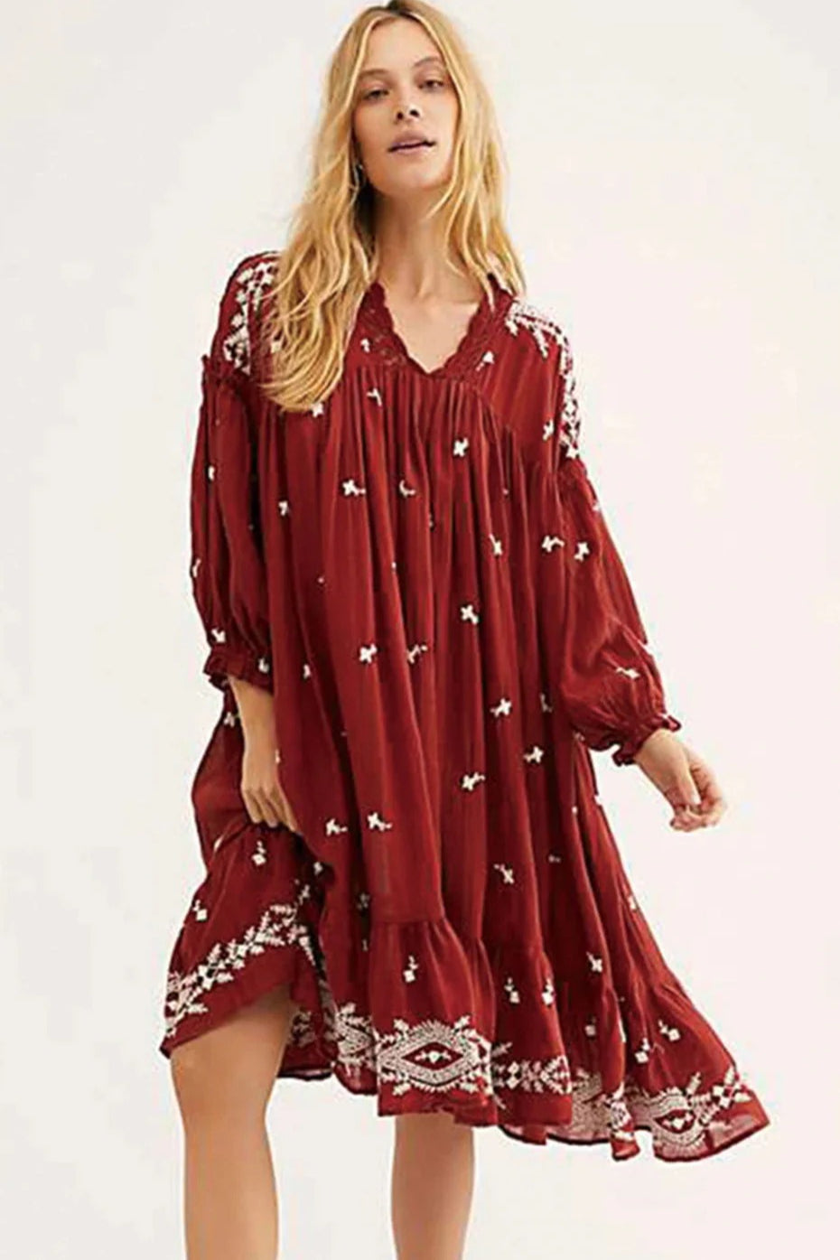 Floral Long Sleeve Midi Dress