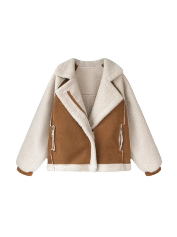 Lambswool Suede Patch Loose Jacket