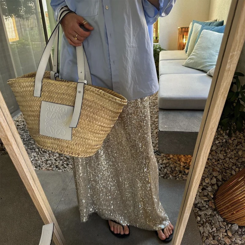 Ootddress Sequins Loose Dress Sets Women Long Sleeve Crop Tops High Waist Sexy Maxi Skirts Ladies Two Piece Suits Womens Outifits