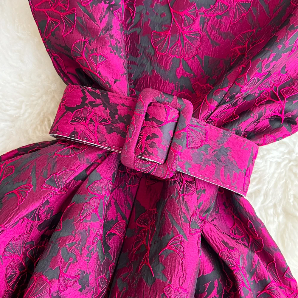 Women Vintage Floral Dresses Summer Slim A-line Sleeveless Party Dresses Ladies Elegant O-neck Casual Midi Dress Vestidos