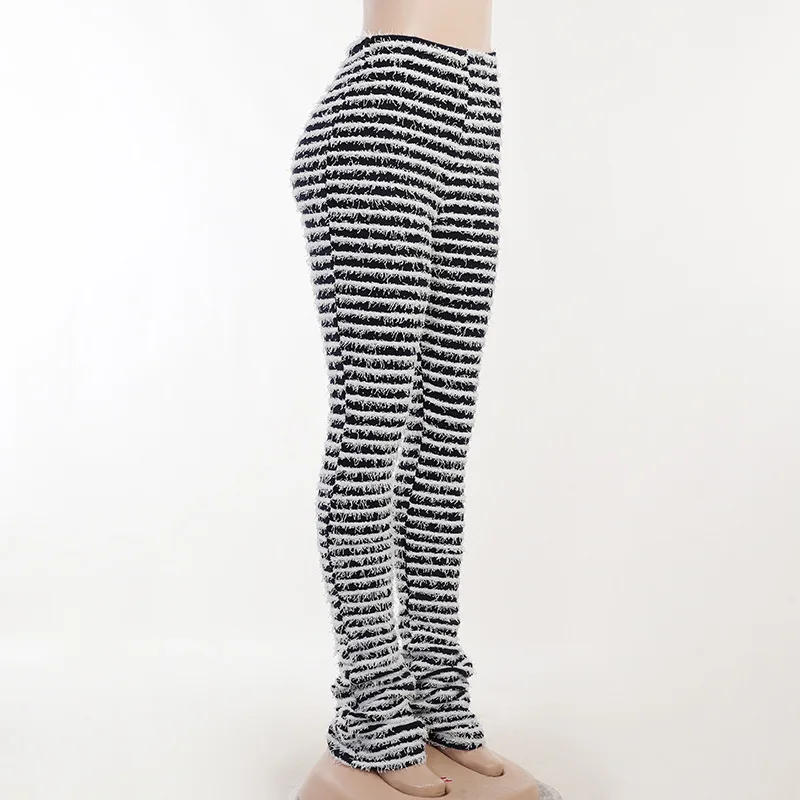 Ootddress New Stacked Leggings Pants Ladies Casual Contrast Color Black And White Sweatpants Y2k Streetwear Hem Flare Women's Pants