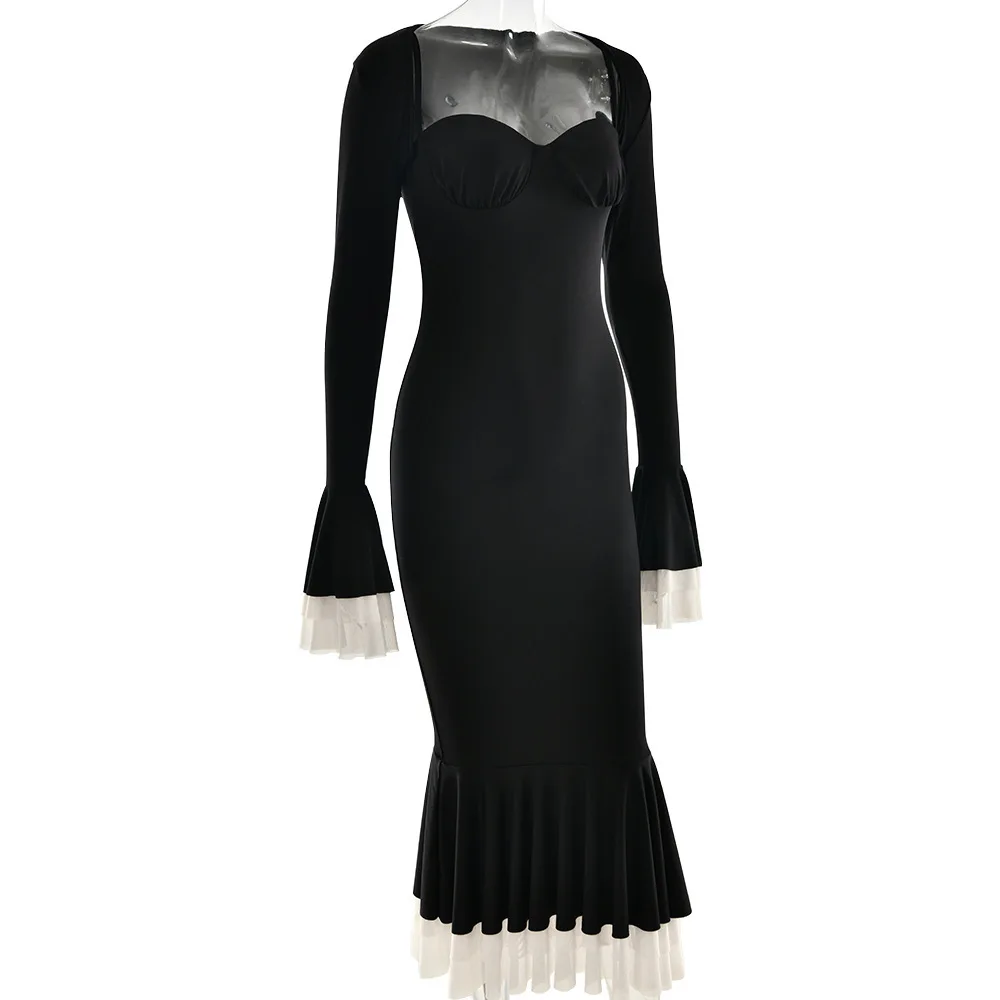 Ootddress Elegant Long Flared Sleeve Elastic Tight Women Two-piece Set Autumn/Winter New 2025 Sexy Party Club Evening Dress 33 Ootddress Elegant Long Flared Sleeve Elastic Tight Women Two-piece Set Autumn/Winter New 2025 Sexy Party Club Evening Dress