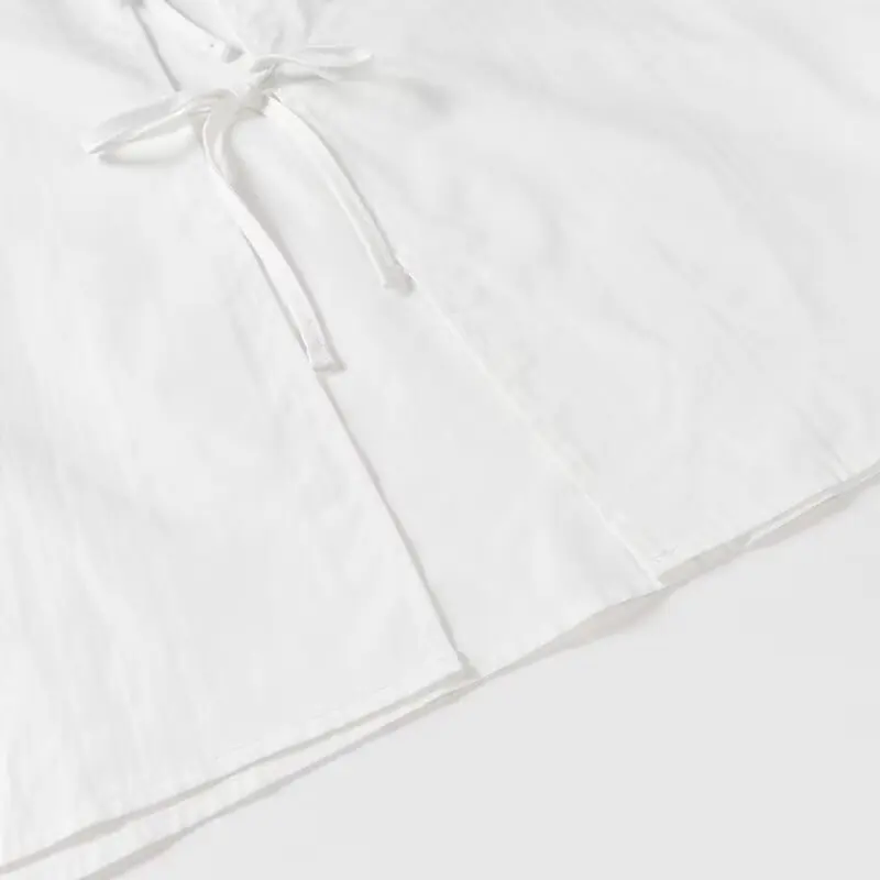 TRAUXY White Lace-up Short Sleeve Shirt For Women Casual Loose Solid Color Patchwork Summer Blouse Female Club Party Outfits