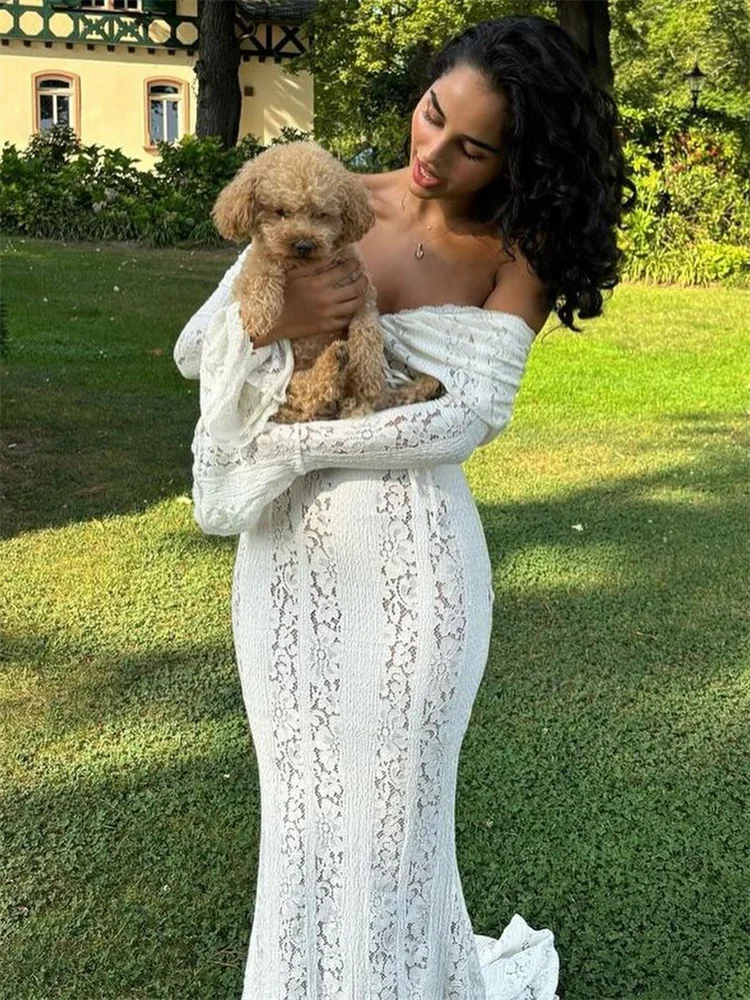 Ootddress Autumn Lace Off-Shoulder Long Dress For Women See-Through Printed Lace-Up High Waist Luxury Female Elegant Party Dress New 33 Ootddress Autumn Lace Off-Shoulder Long Dress For Women See-Through Printed Lace-Up High Waist Luxury Female Elegant Party Dress New