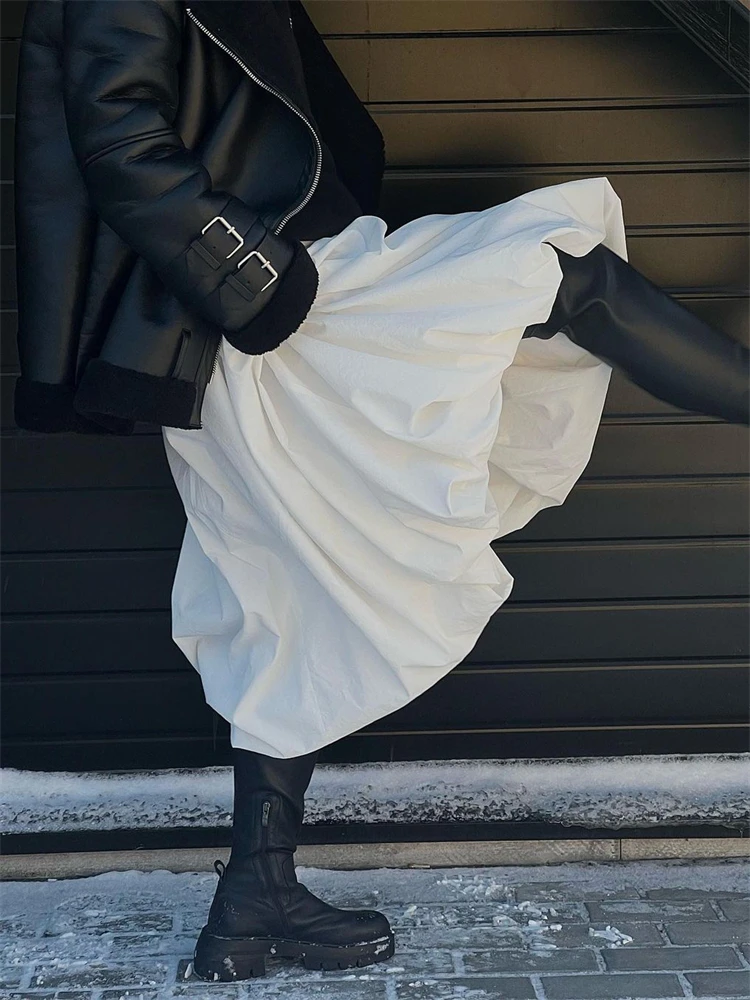 Ootddress Silk Satin White Maxi Skirt Long Ruffled Pleated Skirts Elegant Lantern Pants A-Line Silk Long Skirts For Women 2025 New 11 Ootddress Silk Satin White Maxi Skirt Long Ruffled Pleated Skirts Elegant Lantern Pants A-Line Silk Long Skirts For Women 2025 New