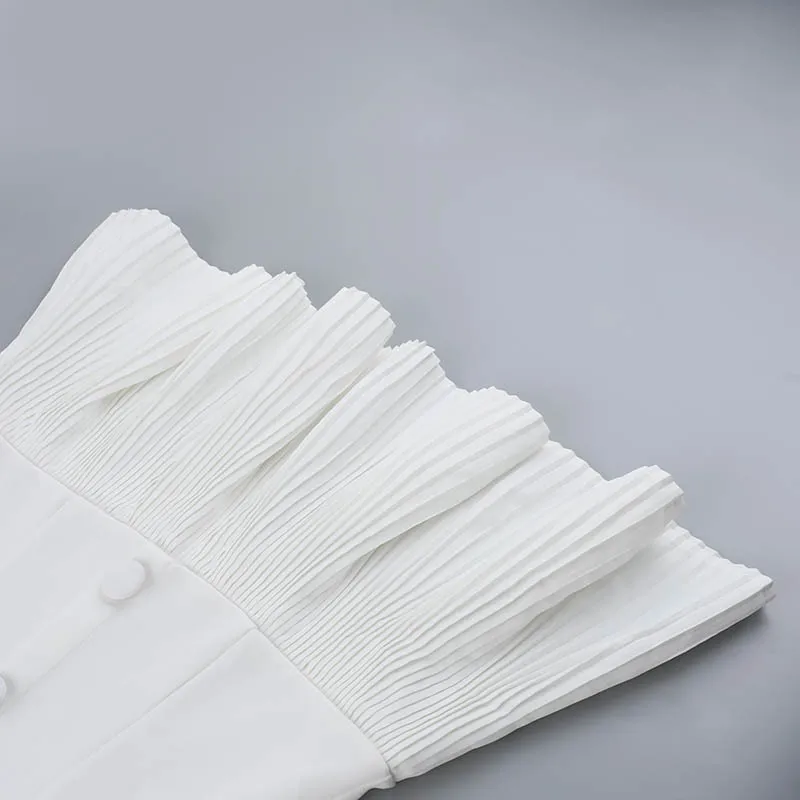 JULISSA MO Sexy Strapless Pleated Women Dress White Single Breasted High Waist Dress Female Summer Skinny Elegant Party Clubwear