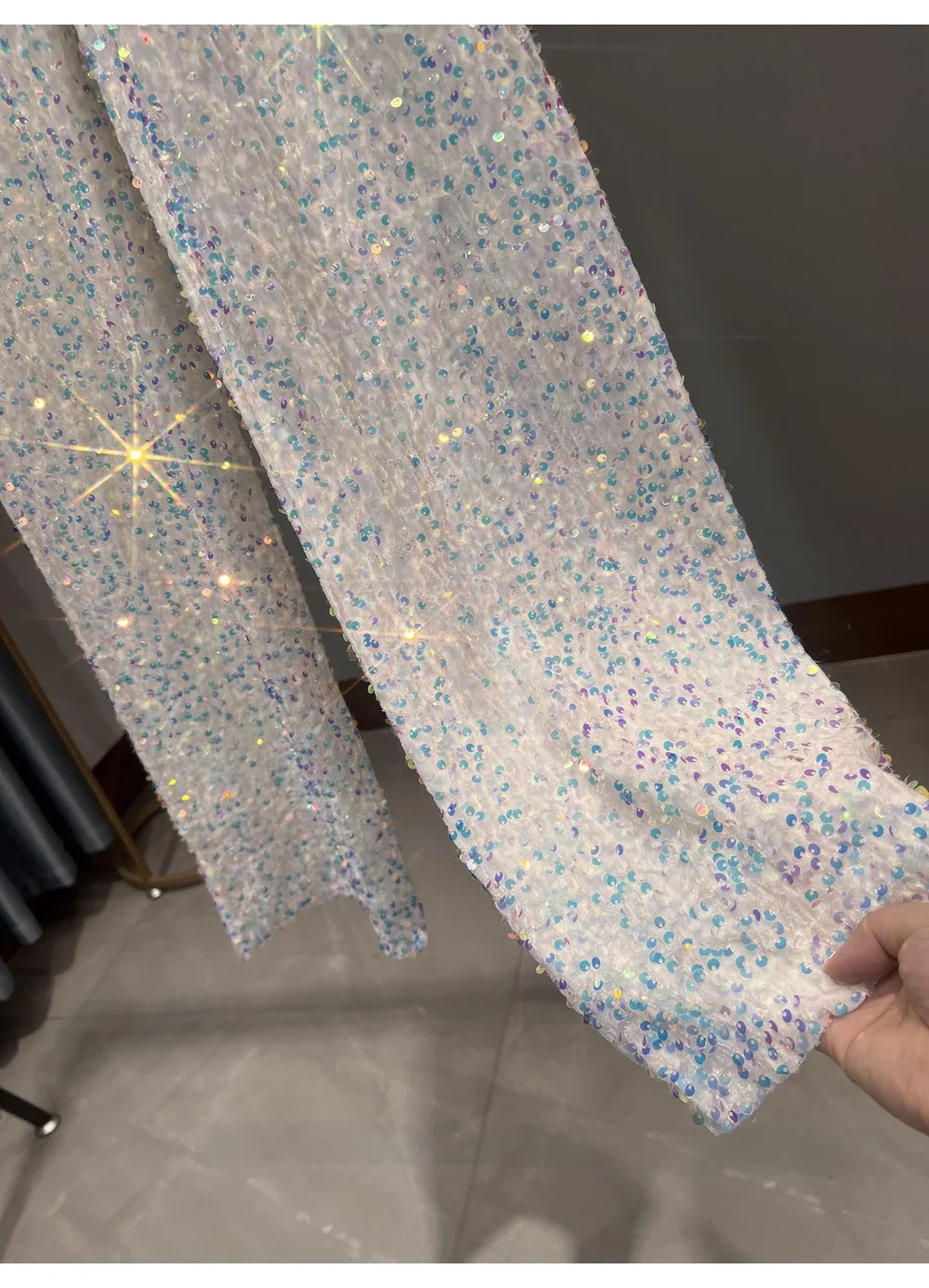 Ootddress Casual Sequin For Women Straight Legg Trousers High Waist Glitter Streetwear Fashion Solid Slim Wide Leg Women's Y2K Pants