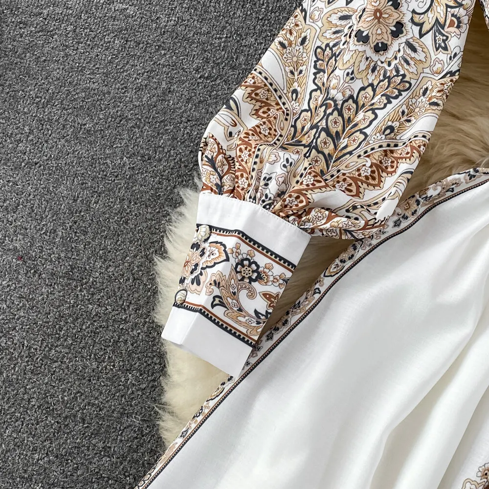 Women Vintage Long Dress Fashion Print A-line Ruffled Elegant Floral Party Dresses Ladies Long Sleeve Casual Long Robe Vestidos 11 Women Vintage Long Dress Fashion Print A-line Ruffled Elegant Floral Party Dresses Ladies Long Sleeve Casual Long Robe Vestidos