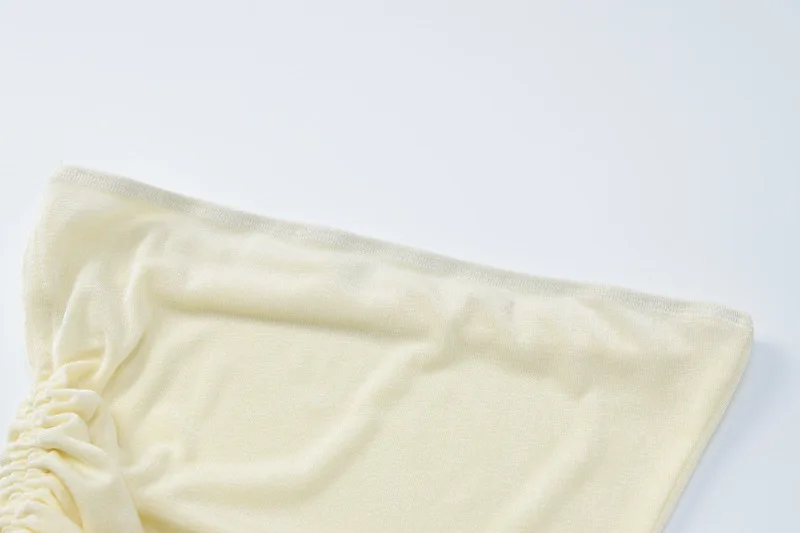 Ootddress Pleated Bandage Tube Tops See-Through Fashion For Women Bandeau Lace-Up Sheer Tank Top Backless Casual Solid Y2k Top Vest