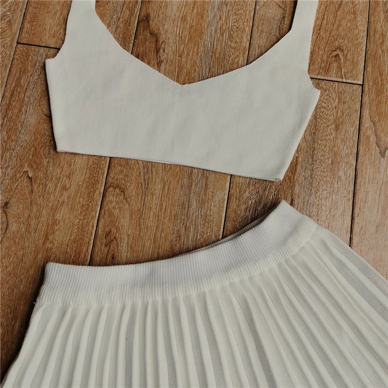 Ootddress Summer Sleeveless Tank Top And Mini Pleated Skirt Sets Beach Outfits Knit Set Women 2 Piece Sets Sexy Party Dress Suit 19 Ootddress Summer Sleeveless Tank Top And Mini Pleated Skirt Sets Beach Outfits Knit Set Women 2 Piece Sets Sexy Party Dress Suit