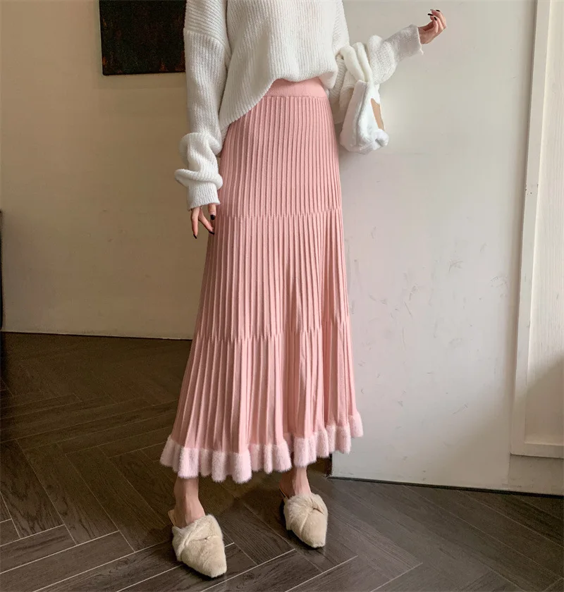 Ootddress High Waist Ruffled Pleated Skirts Women Solid Autumn Elegant Long Skirt Loose Pleated Ribbed Casual Ladies Maxi Skirt 17 Ootddress High Waist Ruffled Pleated Skirts Women Solid Autumn Elegant Long Skirt Loose Pleated Ribbed Casual Ladies Maxi Skirt