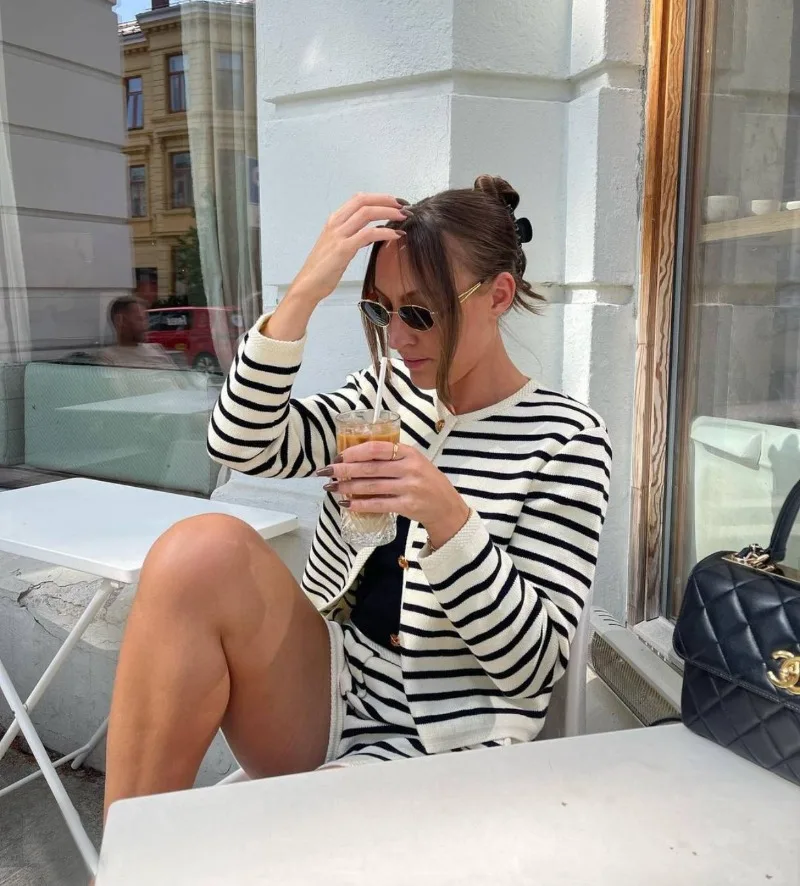 Ootddress Knitted Shorts 2 Piece Sets Womens Outfits Casual Loose Cardigan Sweater Woman Winter Street High Waist Short Suits Women