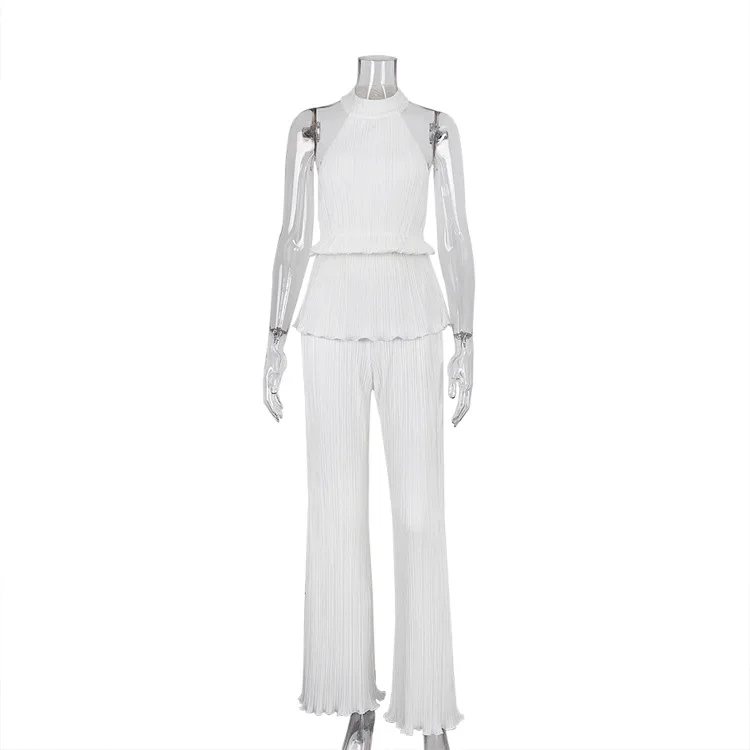 Ootddress Casual Loose Halter Two Piece Sets Suit Women Summer High Waist Pants Set Ladies Elegant Ruched Travel Holiday Outfits 12 Ootddress Casual Loose Halter Two Piece Sets Suit Women Summer High Waist Pants Set Ladies Elegant Ruched Travel Holiday Outfits