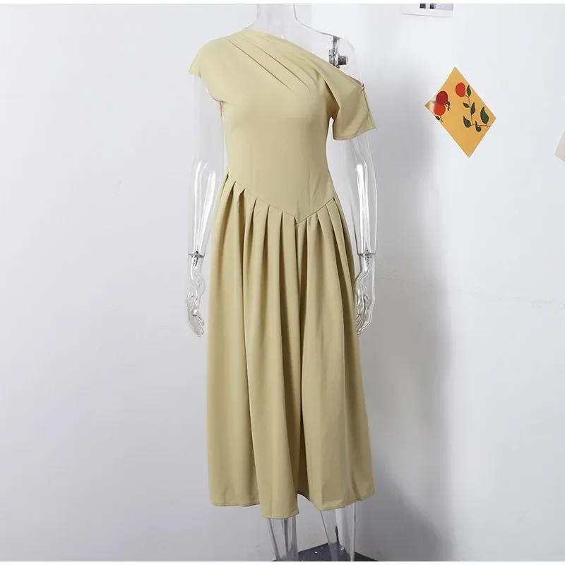 Ootddress Black Off-Shoulder Autumn Long Dress For Women High Waist Patchwork Slim Sexy One-Shoulder Party Dress Female Maxi Dress