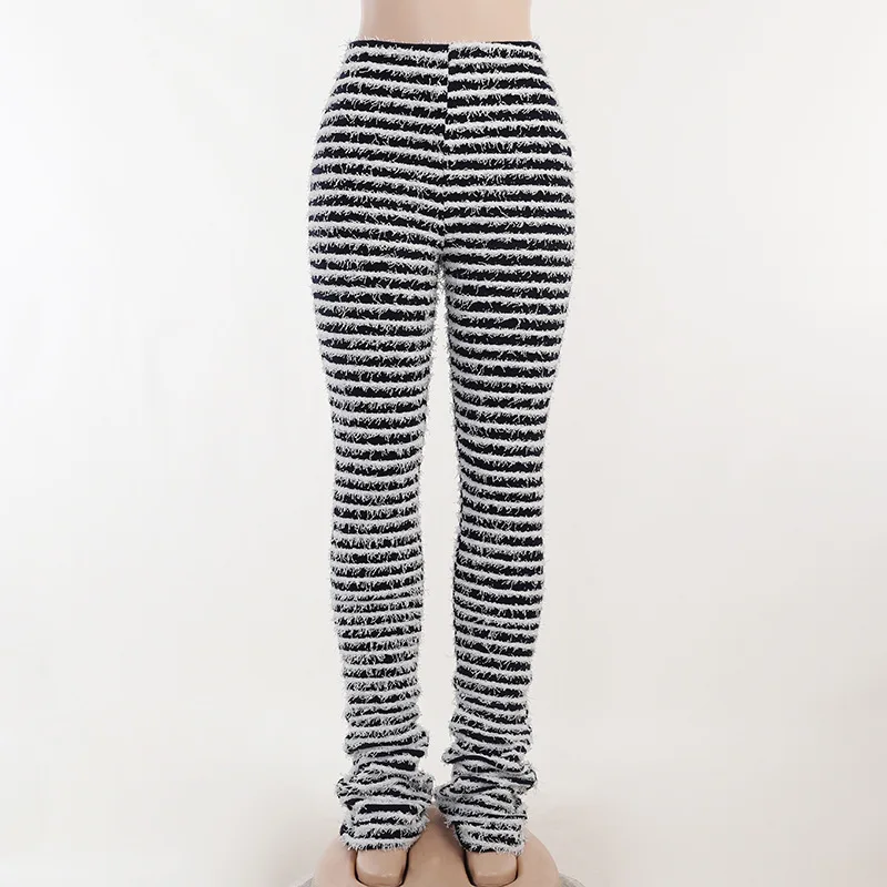 Ootddress New Stacked Leggings Pants Ladies Casual Contrast Color Black And White Sweatpants Y2k Streetwear Hem Flare Women's Pants