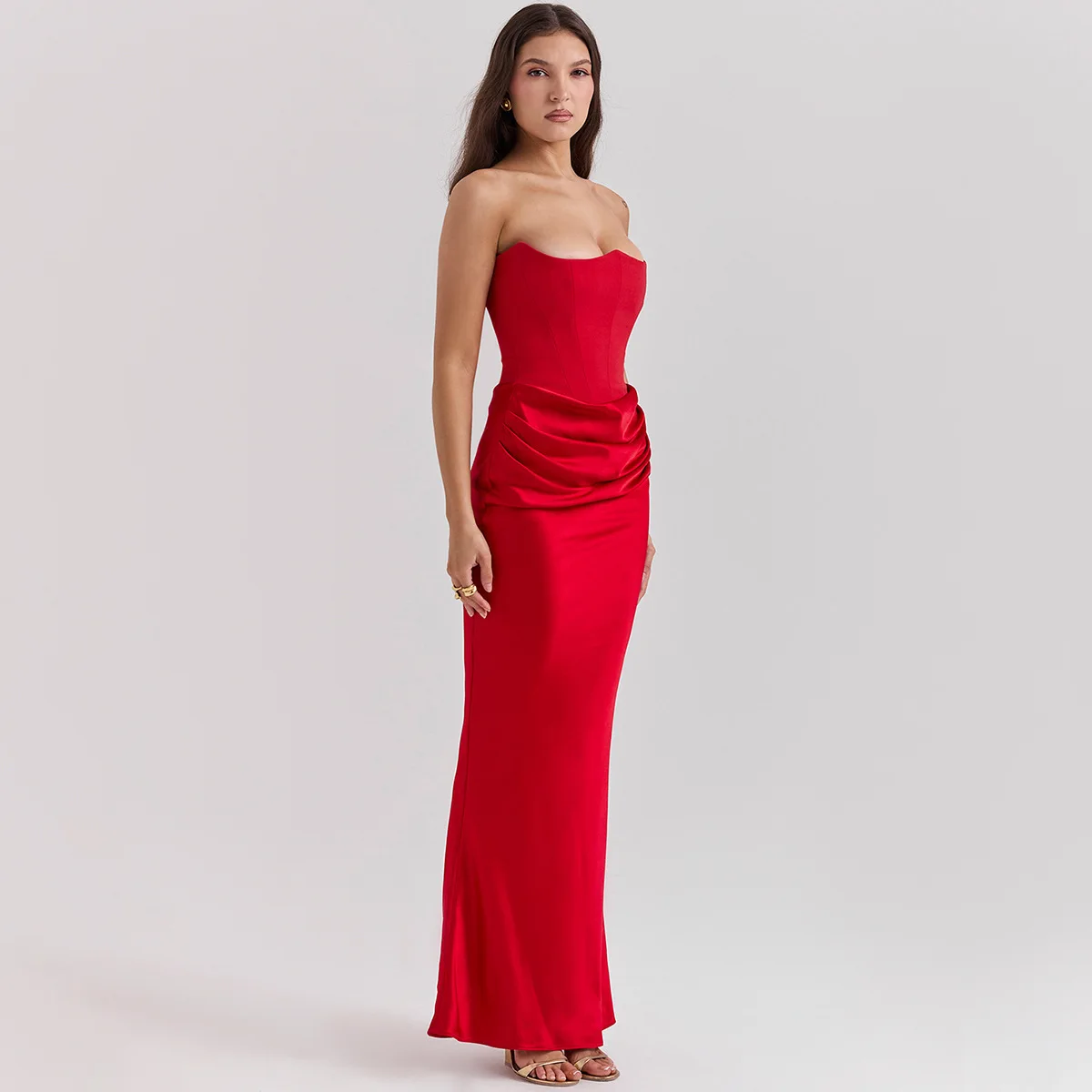 Ootddress Elegant Strapless Satin PatchWork Bodycon Party Club Evening Dress Women Winter Sexy Backless Female Vestido 2025 New 19 Ootddress Elegant Strapless Satin PatchWork Bodycon Party Club Evening Dress Women Winter Sexy Backless Female Vestido 2025 New