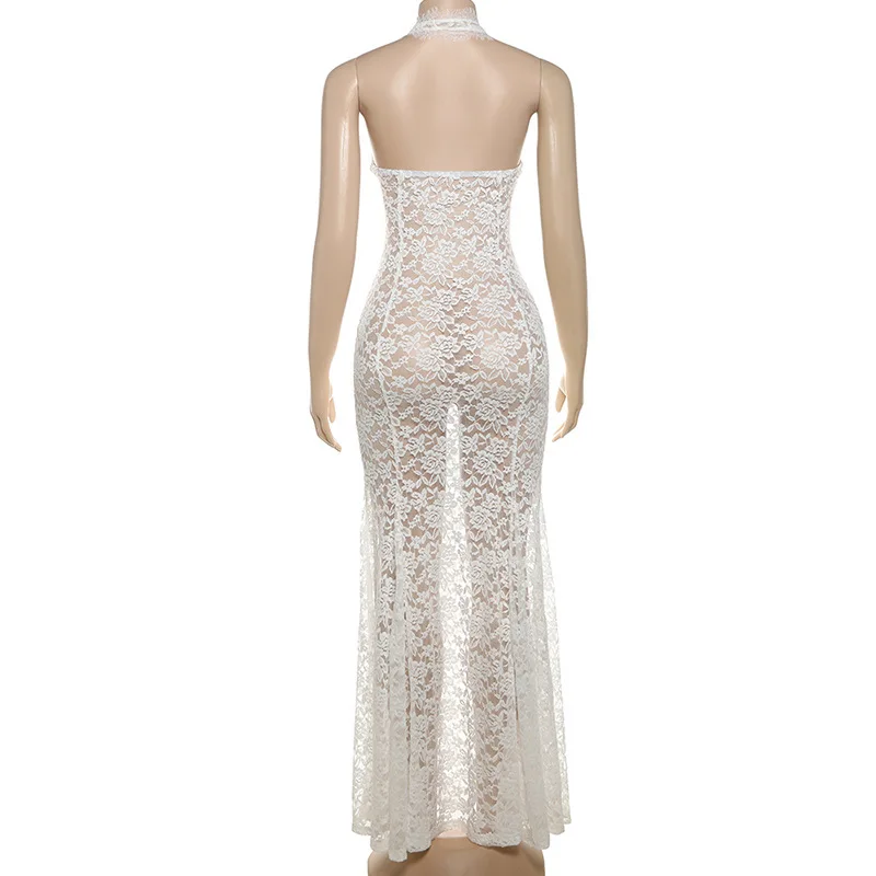 Ootddress Sexy Lace Sleeveless Autumn Women New Dress Women Temperament Lace Hanging Collar Long Sexy Backless Evening Dress 18 Ootddress Sexy Lace Sleeveless Autumn Women New Dress Women Temperament Lace Hanging Collar Long Sexy Backless Evening Dress