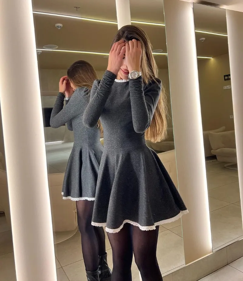 Ootddress Splice Lace Mini Dress For Women High Waist Slim Elegant Dresses Femme Wedding Retro Temperament Dress Womens Clothes New 16 Ootddress Splice Lace Mini Dress For Women High Waist Slim Elegant Dresses Femme Wedding Retro Temperament Dress Womens Clothes New