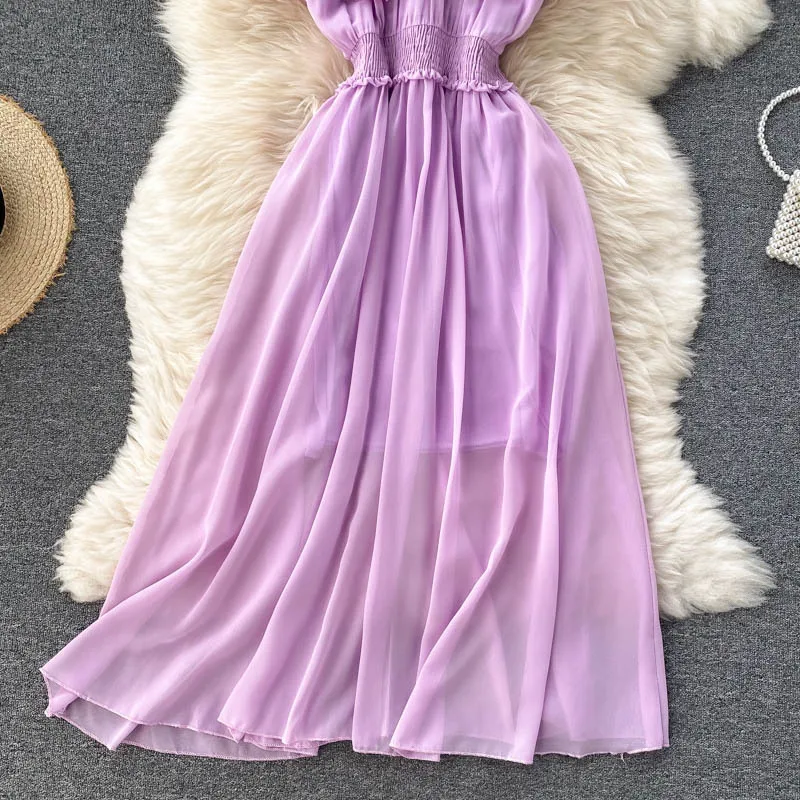 Women Chiffon Beach Dress Sexy Double Layer Ruffled Off The Shoulder Boho Dresses Ladies Sweet Slash Neck Long Dress 36 Women Chiffon Beach Dress Sexy Double Layer Ruffled Off The Shoulder Boho Dresses Ladies Sweet Slash Neck Long Dress