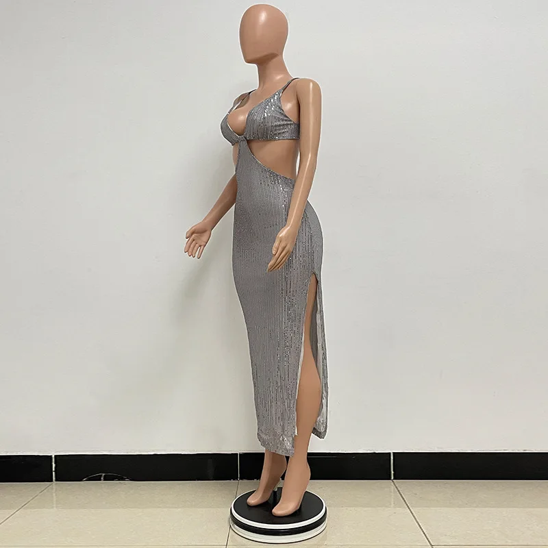 Sexy Hollow High Waist Slit Evening Dress Fashion Sequined Backless Sleeveless Elegant Party Dresses Solid Long Graduation Dress 82 Sexy Hollow High Waist Slit Evening Dress Fashion Sequined Backless Sleeveless Elegant Party Dresses Solid Long Graduation Dress