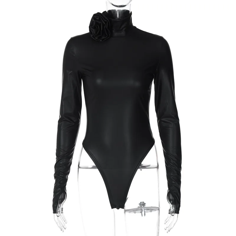 Ootddress Flower Sexy Bodysuit Women Shapewear Long Sleeve High Waist Slim Bodycon One Piece Hot Girl Harajuku Y2k Body Suit Ladies
