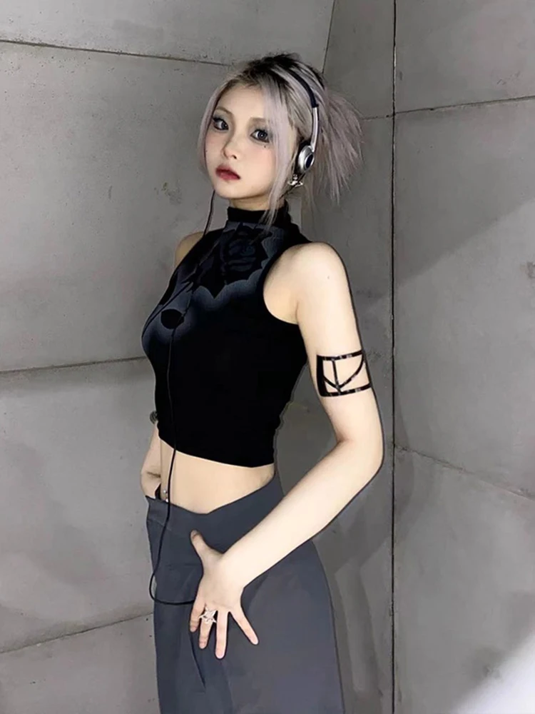 Gothic Rose Print Tank Top Aesthetic Y2K Crop Top Sleeveless Vest Harajuku Streetwear Black Summer Tops Women Slim Clothes 8 Gothic Rose Print Tank Top Aesthetic Y2K Crop Top Sleeveless Vest Harajuku Streetwear Black Summer Tops Women Slim Clothes