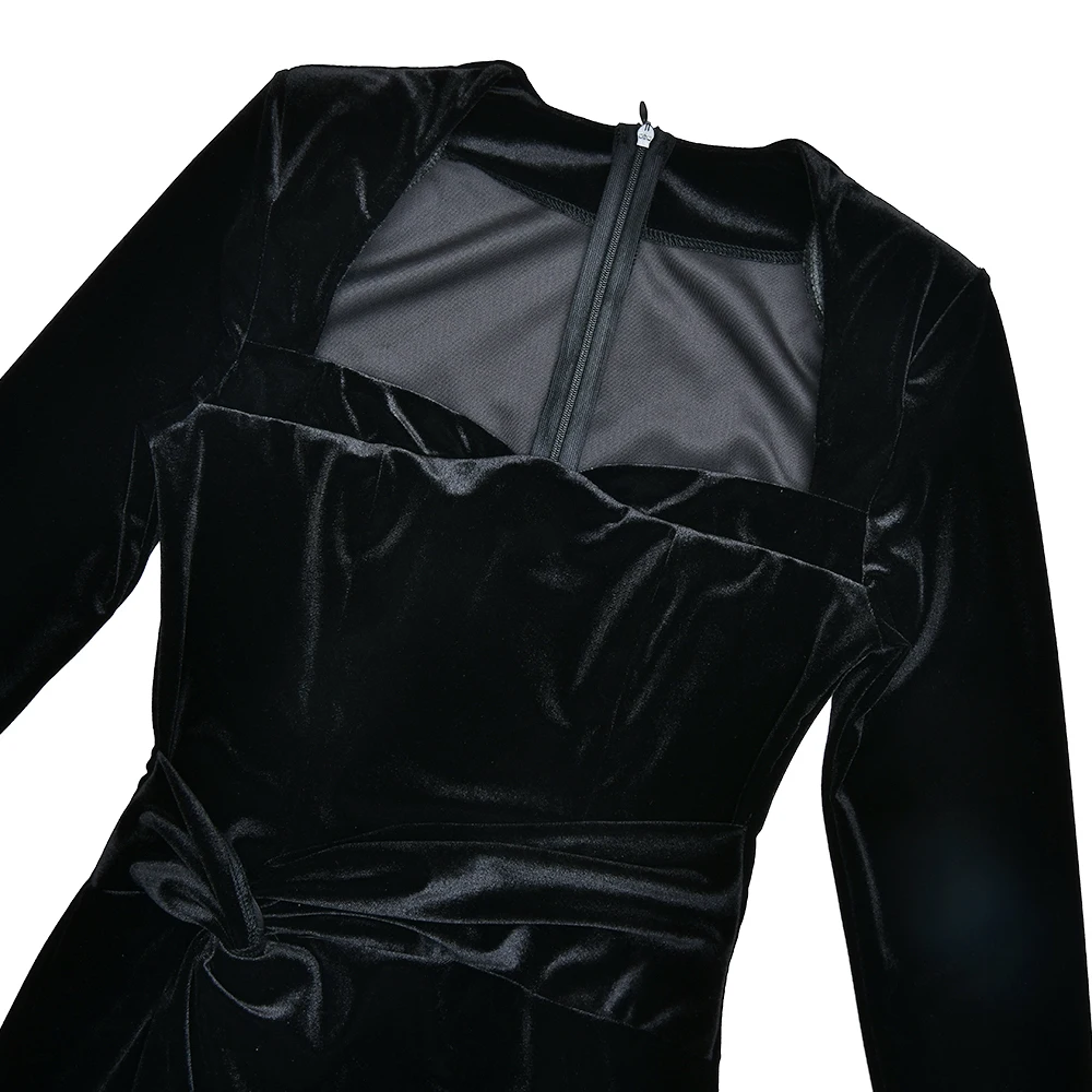 Sexy Velvet Elastic Tight Long Sleeved Dress Elegant Bodycon Slit Party Evening Dress Autumn/winter 2025New Slim Vestido