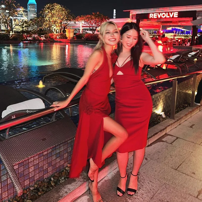 Ootddress Floral Pleated V-Neck Long Dress For Women High Waist Split Sleeveless Elegant Party Looks Evening Partywear Women's Dress