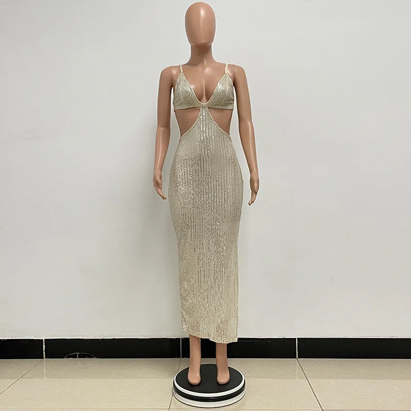 Sexy Hollow High Waist Slit Evening Dress Fashion Sequined Backless Sleeveless Elegant Party Dresses Solid Long Graduation Dress 65 Sexy Hollow High Waist Slit Evening Dress Fashion Sequined Backless Sleeveless Elegant Party Dresses Solid Long Graduation Dress