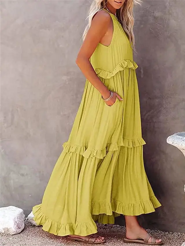 Summer Vacation Style Halter Neck Long Dresses Women Fashion Backless Leace-up Loose Ruffles Beach Dress Elegant Ladies Vestidos 19 Summer Vacation Style Halter Neck Long Dresses Women Fashion Backless Leace-up Loose Ruffles Beach Dress Elegant Ladies Vestidos