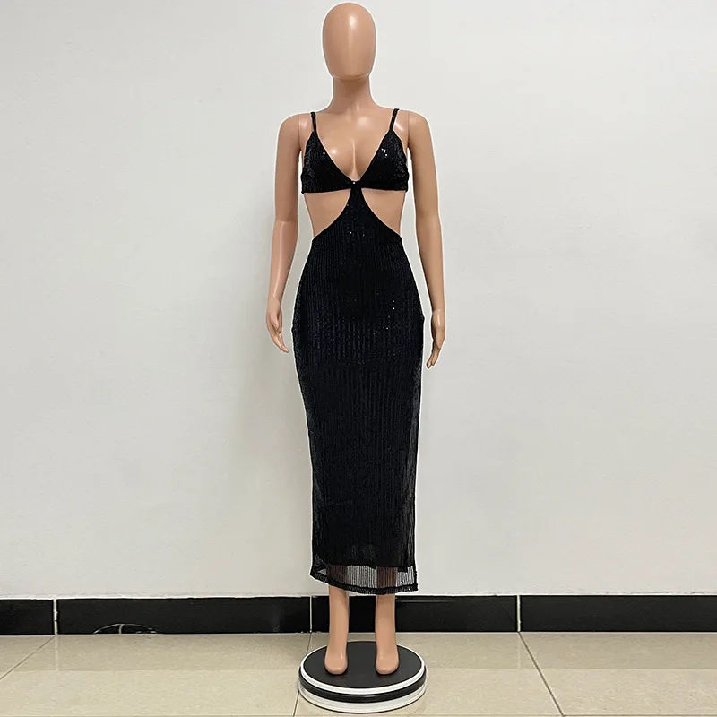 Sexy Hollow High Waist Slit Evening Dress Fashion Sequined Backless Sleeveless Elegant Party Dresses Solid Long Graduation Dress 105 Sexy Hollow High Waist Slit Evening Dress Fashion Sequined Backless Sleeveless Elegant Party Dresses Solid Long Graduation Dress
