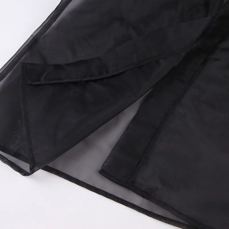 Ootddress Sheer Mesh Cover Up Beach Women Loose Long Sleeve V Neck Lace Shirts Ladies 2025 Summer Sexy See Through Bandage Cover-up