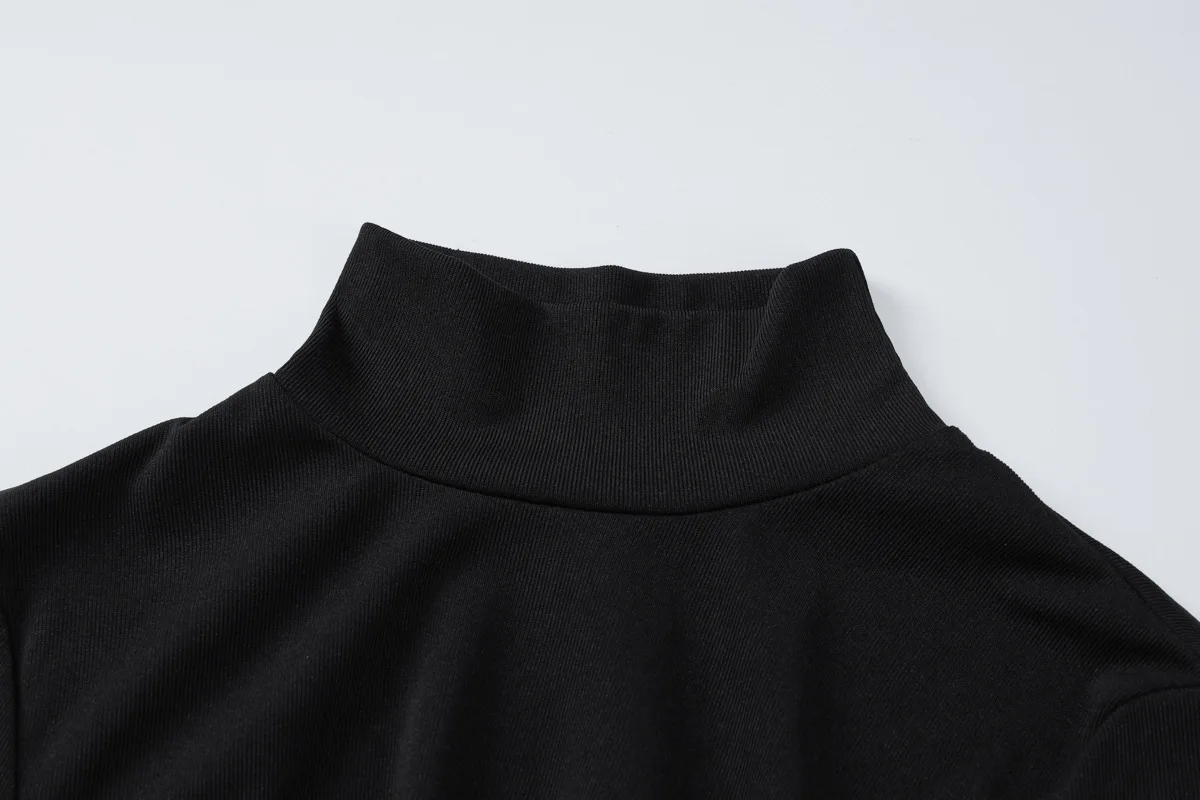 Ootddress Autumn Ruffled Patchwork Mini Dress Women's Long Sleeve High Waist Fashion Elegant Dress Ladies Skinny Party Dress