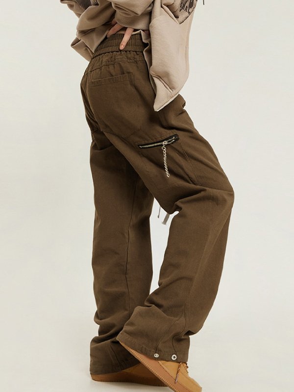 Casual Zipper Decor Cargo Pants