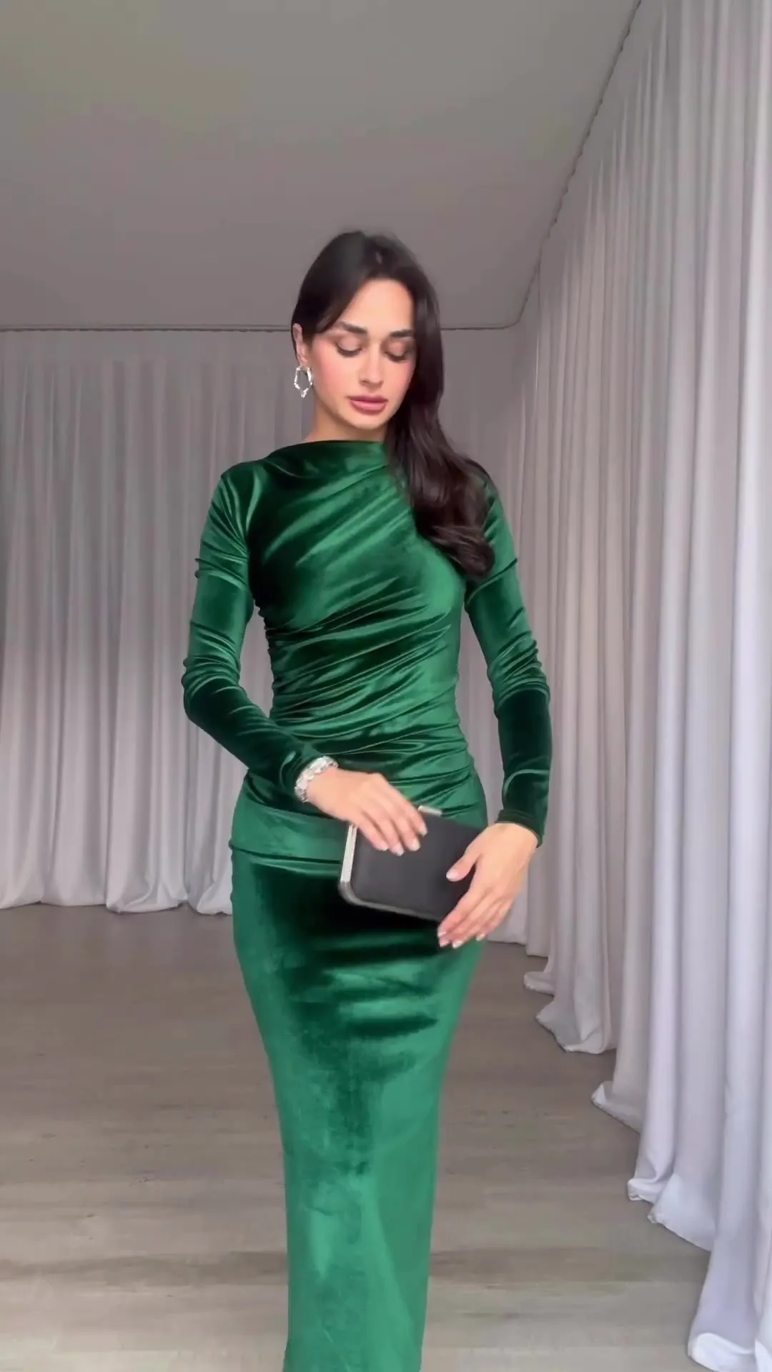 Ootddress Elegant Long Sleeved Velvet Dress For Women Noble Velvet Slim Sexy Slit Irregular Dress Long Dress Party Evening Dress 9 Ootddress Elegant Long Sleeved Velvet Dress For Women Noble Velvet Slim Sexy Slit Irregular Dress Long Dress Party Evening Dress