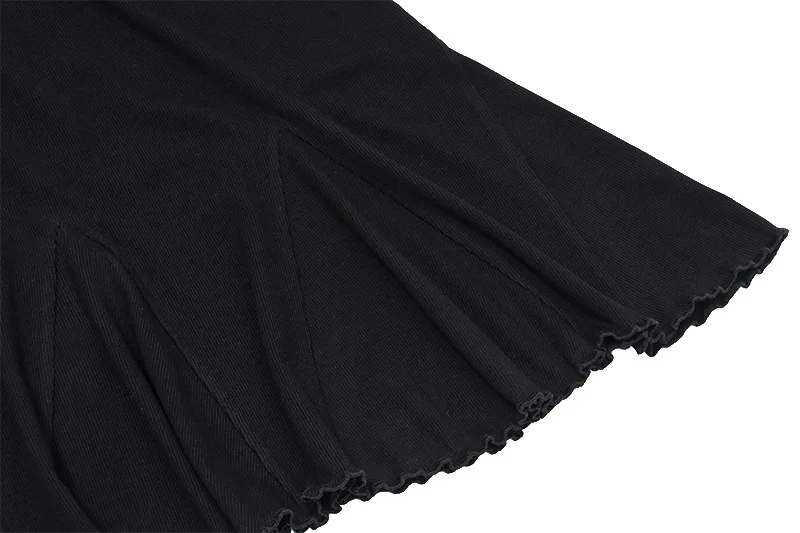 Ootddress Black Knit Ruffled Mini Dress Women Patchwork Off-Shoulder Loose Slim Fashion Ribbed Dress Knitwear Clothes Female Dress