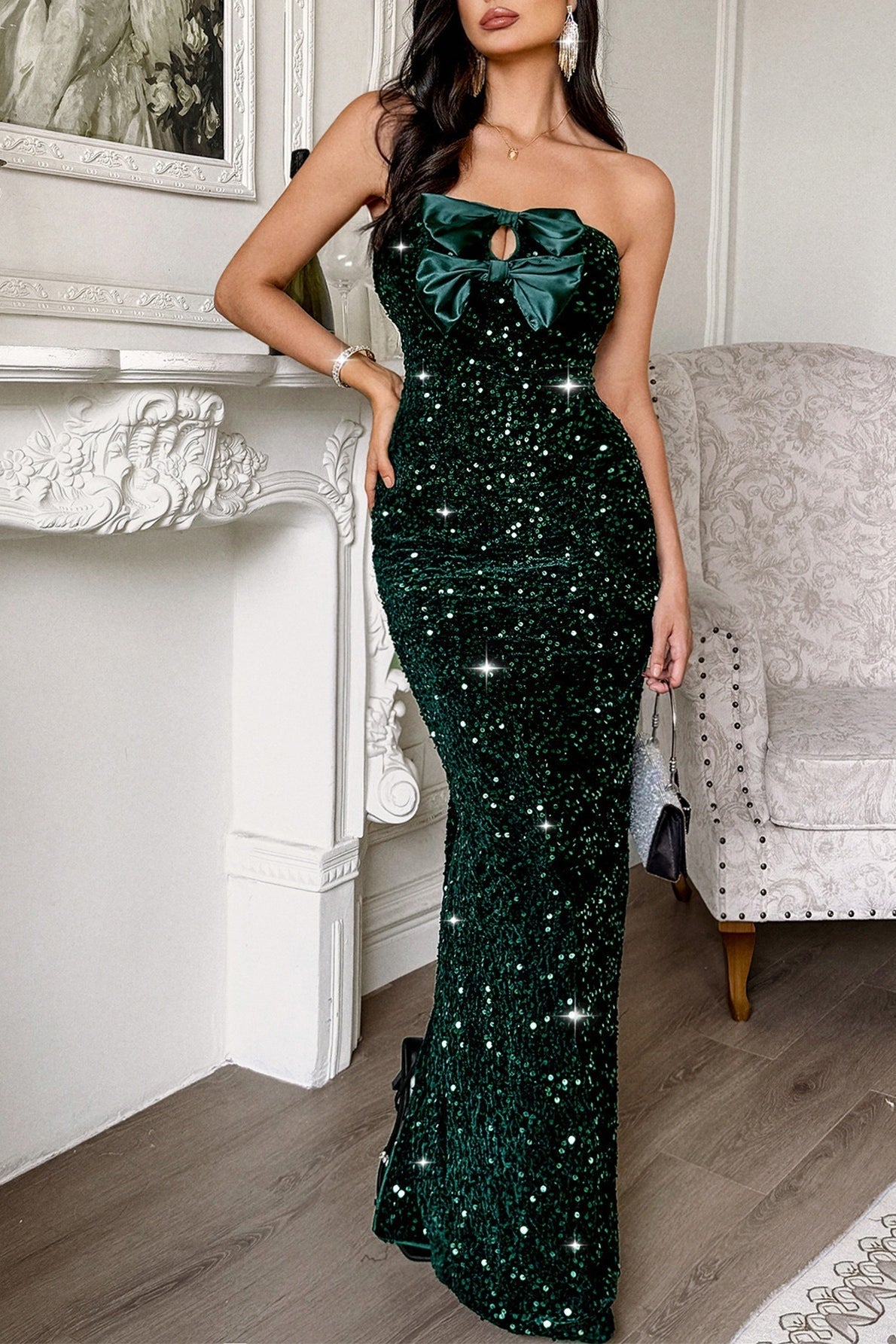 Strapless Bow Maxi Dress