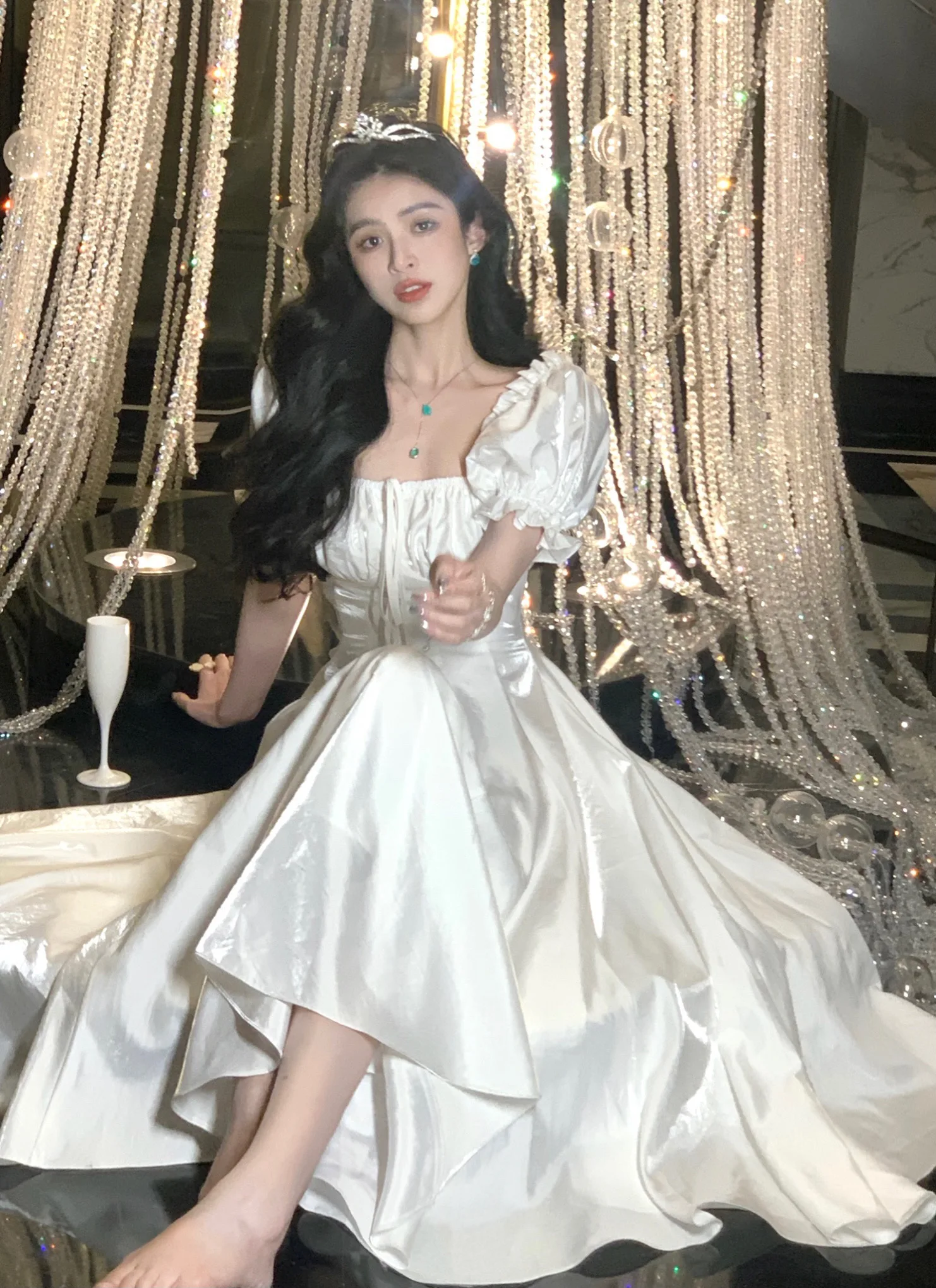 Elegant Evening Party Dress Women 2025 Spring Summer Prom Robe Vestidos Korean A-line Princess Romantic Graduation Dresses New