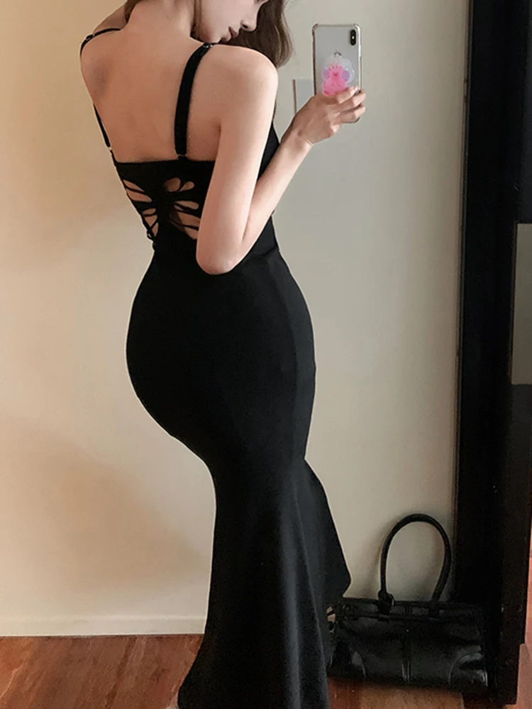 Sexy Hollow Butterfly Backless Dresses Women Y2K Summer Elegant Outfits Lady Red Maxi Dress Bodycon Birthday Party Club Sundress