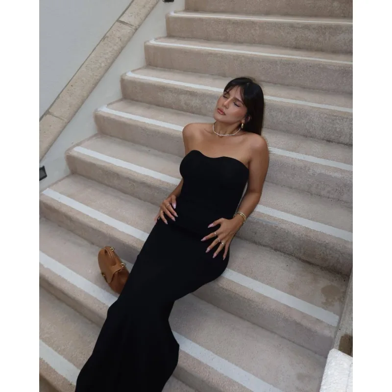 Ootddress Backless Slim Fashion Maxi Dress Knit Women Off-Shoulder High Waist Solid Elegant Party Dress Knitwear Female Sexy Dress
