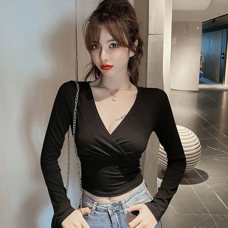 Y2K Sexy Long Sleeve Crop Top Women Clothing 2025 New Autumn Basic V-Neck T Shirt Casual Streetwear Skinny Slim Clothes 7 Y2K Sexy Long Sleeve Crop Top Women Clothing 2025 New Autumn Basic V-Neck T Shirt Casual Streetwear Skinny Slim Clothes