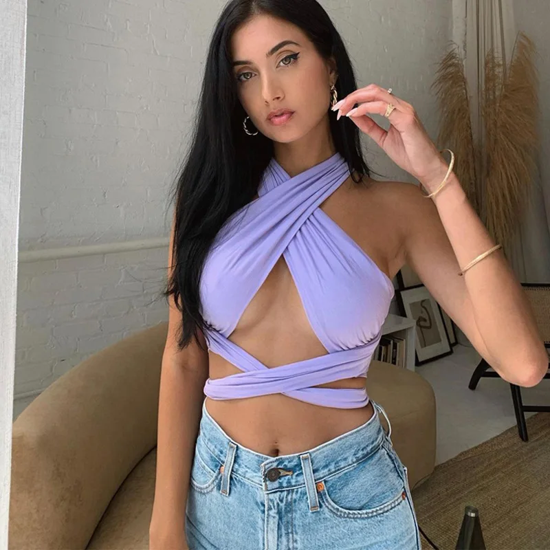 Ootddress DIY Summer Tops For Women 2025 Hot Sale Y2K Style Bandage Halter Crop Top All-Match Camis Fitness Female Beach Party Wear 32 Ootddress DIY Summer Tops For Women 2025 Hot Sale Y2K Style Bandage Halter Crop Top All-Match Camis Fitness Female Beach Party Wear