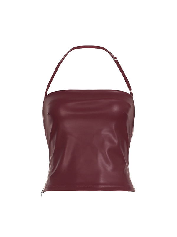 Adjustable Personalised Leather Halter Vest