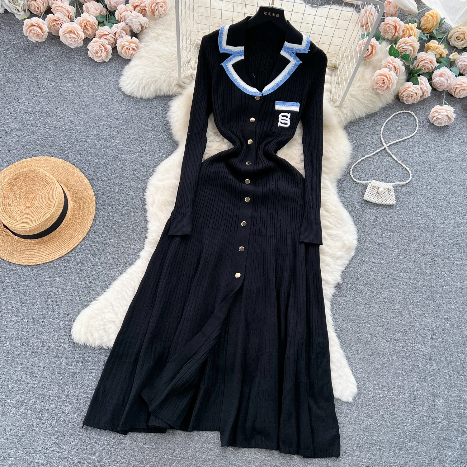 Women Elegant Knitted Dress Spring Autumn Long Sleeve Sexy V-neck Bodyon Dresses Ladies Slim A-line Single Breasted Sweater Robe 12 Women Elegant Knitted Dress Spring Autumn Long Sleeve Sexy V-neck Bodyon Dresses Ladies Slim A-line Single Breasted Sweater Robe