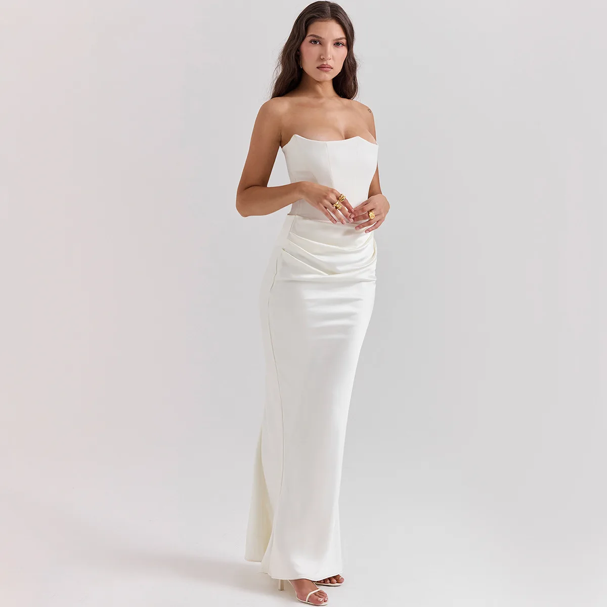 Ootddress Elegant Strapless Satin PatchWork Bodycon Party Club Evening Dress Women Winter Sexy Backless Female Vestido 2025 New 13 Ootddress Elegant Strapless Satin PatchWork Bodycon Party Club Evening Dress Women Winter Sexy Backless Female Vestido 2025 New