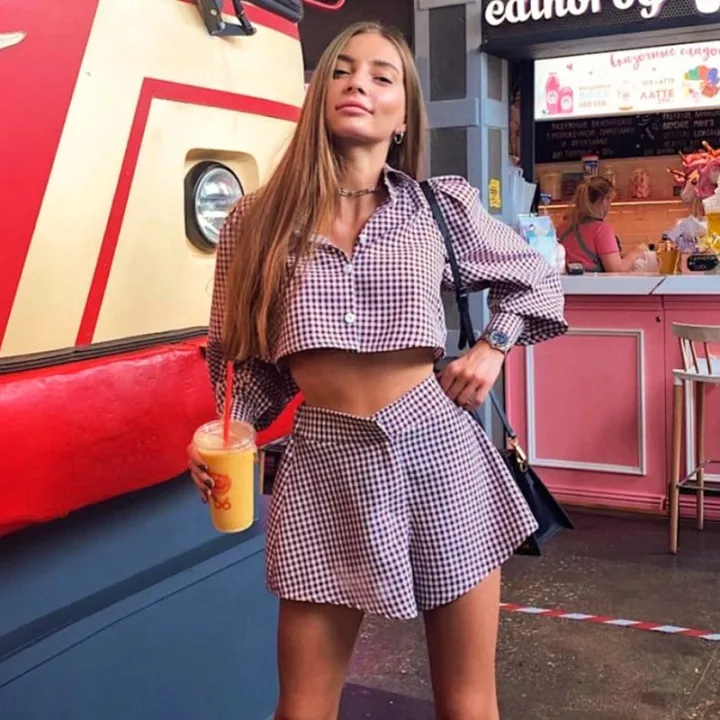 Ootddress OL Outfits Womens Two Piece Set Plaid Long Sleeve Shirts High Wasit Wide Legs Shorts Elegant Korte Suits Outfits 2 Piece 13 Ootddress OL Outfits Womens Two Piece Set Plaid Long Sleeve Shirts High Wasit Wide Legs Shorts Elegant Korte Suits Outfits 2 Piece