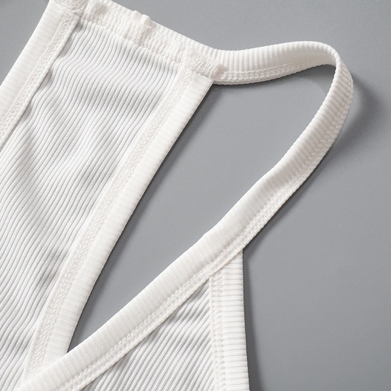 Sleeveless V Neck Ribbed Tank Top Spring Summer 2025 Women Clothes Casual Basic Top Black White Gray Camisole Wholesale