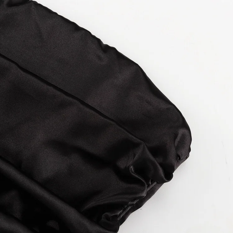 Ootddress Satin Strapless Pleated Mini Dress For Women Robe Off-shoulder Backless Sleeveless A-line Bodycon Sexy Dress Elegant