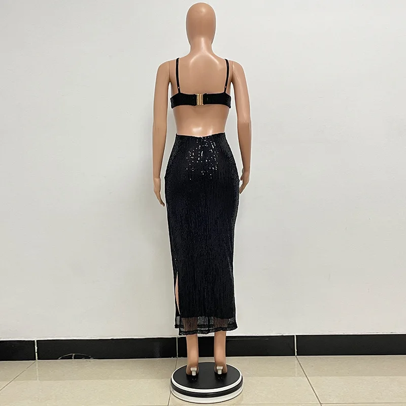 Sexy Hollow High Waist Slit Evening Dress Fashion Sequined Backless Sleeveless Elegant Party Dresses Solid Long Graduation Dress 108 Sexy Hollow High Waist Slit Evening Dress Fashion Sequined Backless Sleeveless Elegant Party Dresses Solid Long Graduation Dress